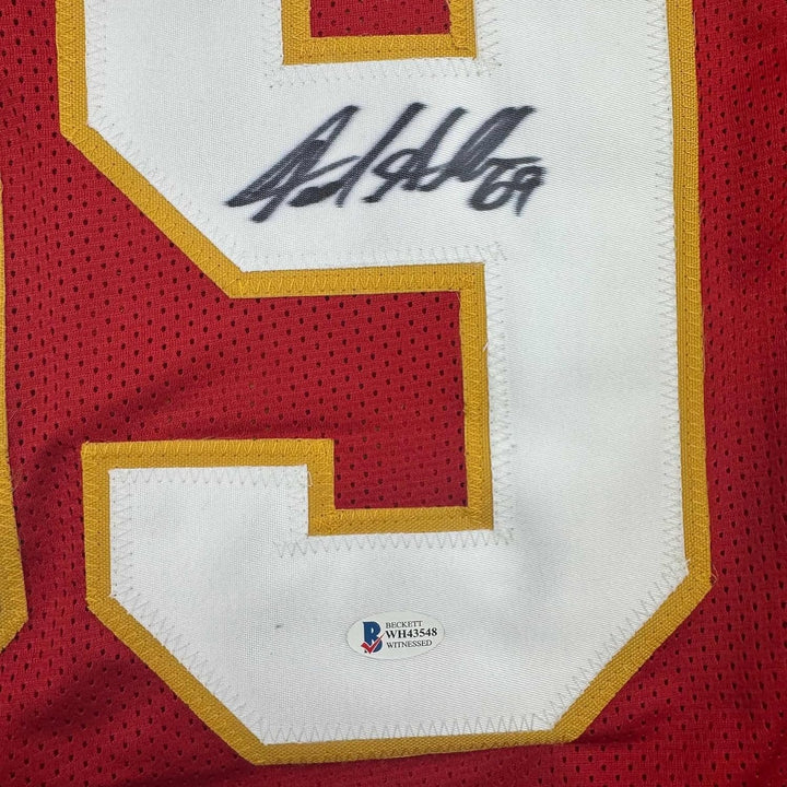 Framed Autographed/Signed Jared Allen 35x39 Kansas City Red Jersey BAS COA