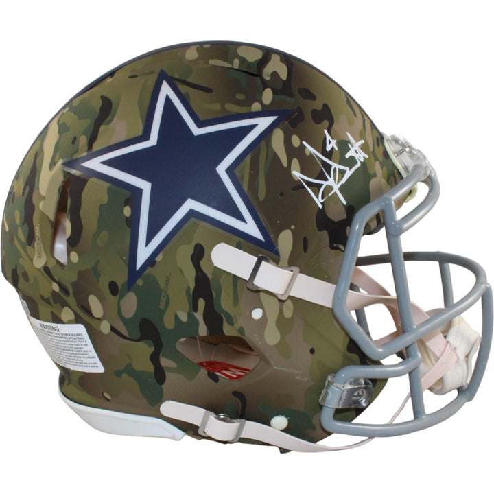 Dak Prescott Autographed Dallas Cowboys Authentic Camo Helmet BAS 32775