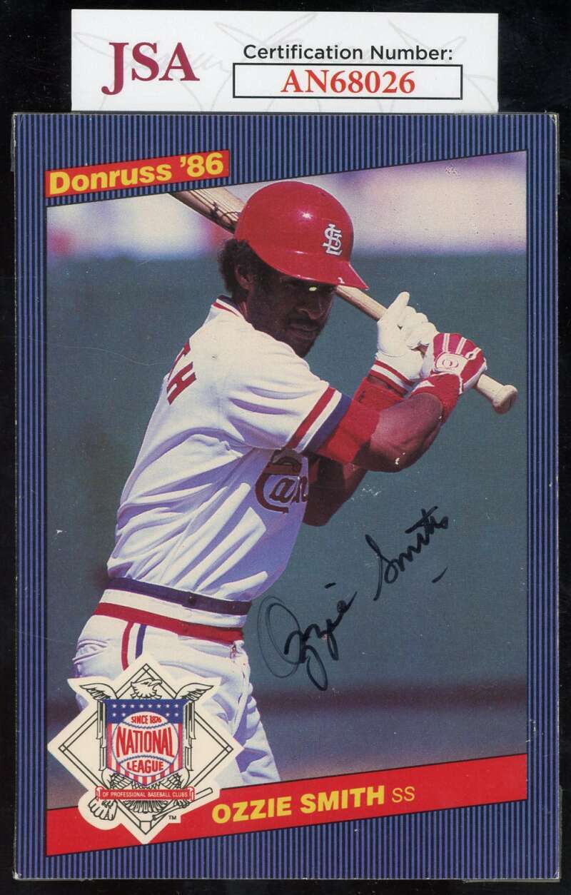 Ozzie Smith JSA Coa Signed 1986 Donruss All Star Jumbo Autograph