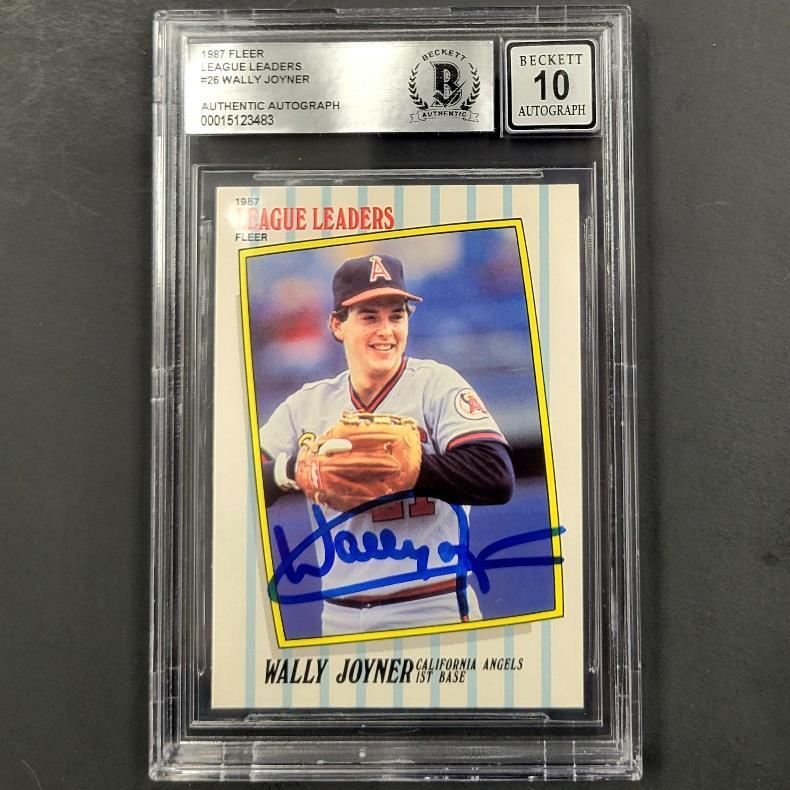 Wally Joyner autograph signed 1987 Fleer League Leaders #26 Card BAS BGS 10 auto