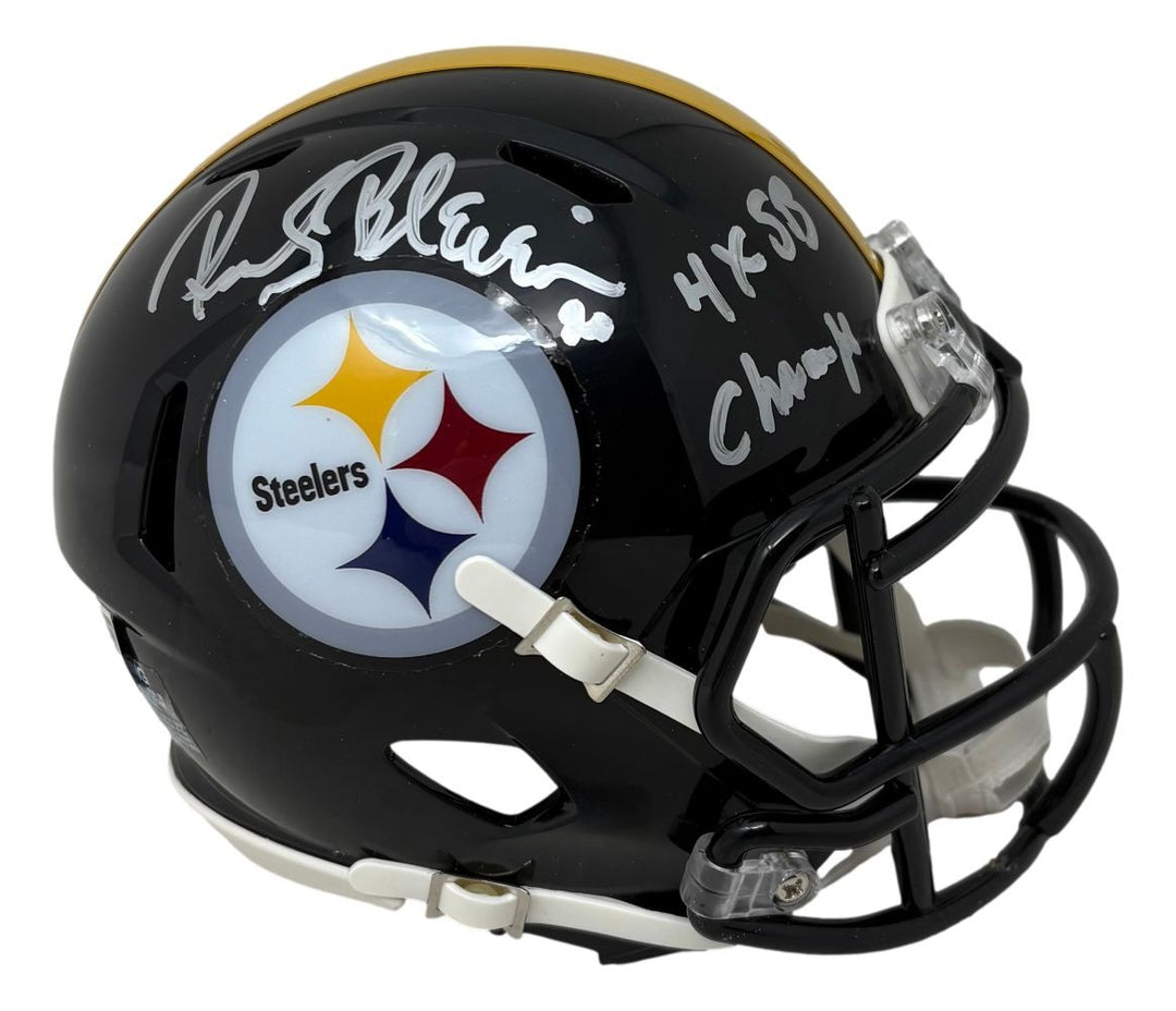 Rocky Bleier Signed Pittsburgh Steelers Mini Speed Helmet 4x SB Champs BAS