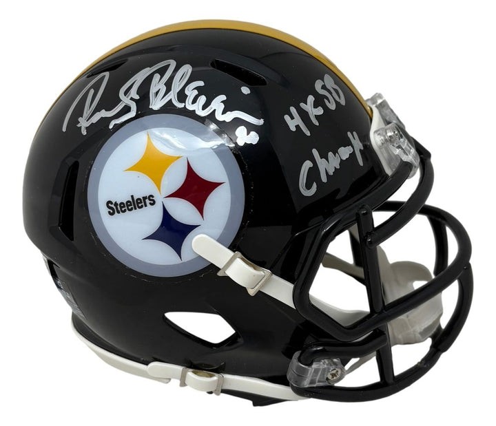 Rocky Bleier Signed Pittsburgh Steelers Mini Speed Helmet 4x SB Champs BAS