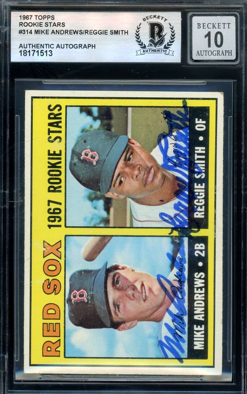 Mike Andrews Reggie Smith Gem Mint 10 Beckett BAS Signed 1967 Topps Rookie Auto