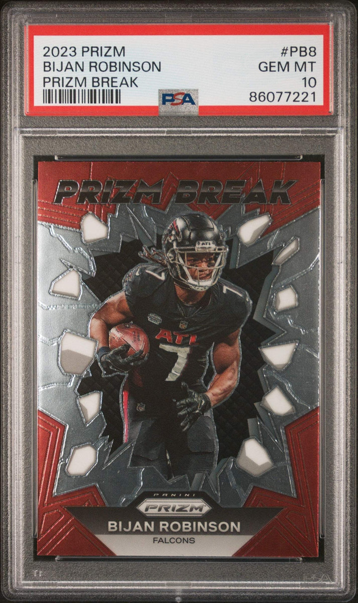 Graded 2023 Prizm Bijan Robinson #PB8 Prizm Break Rookie RC Football Card PSA 10