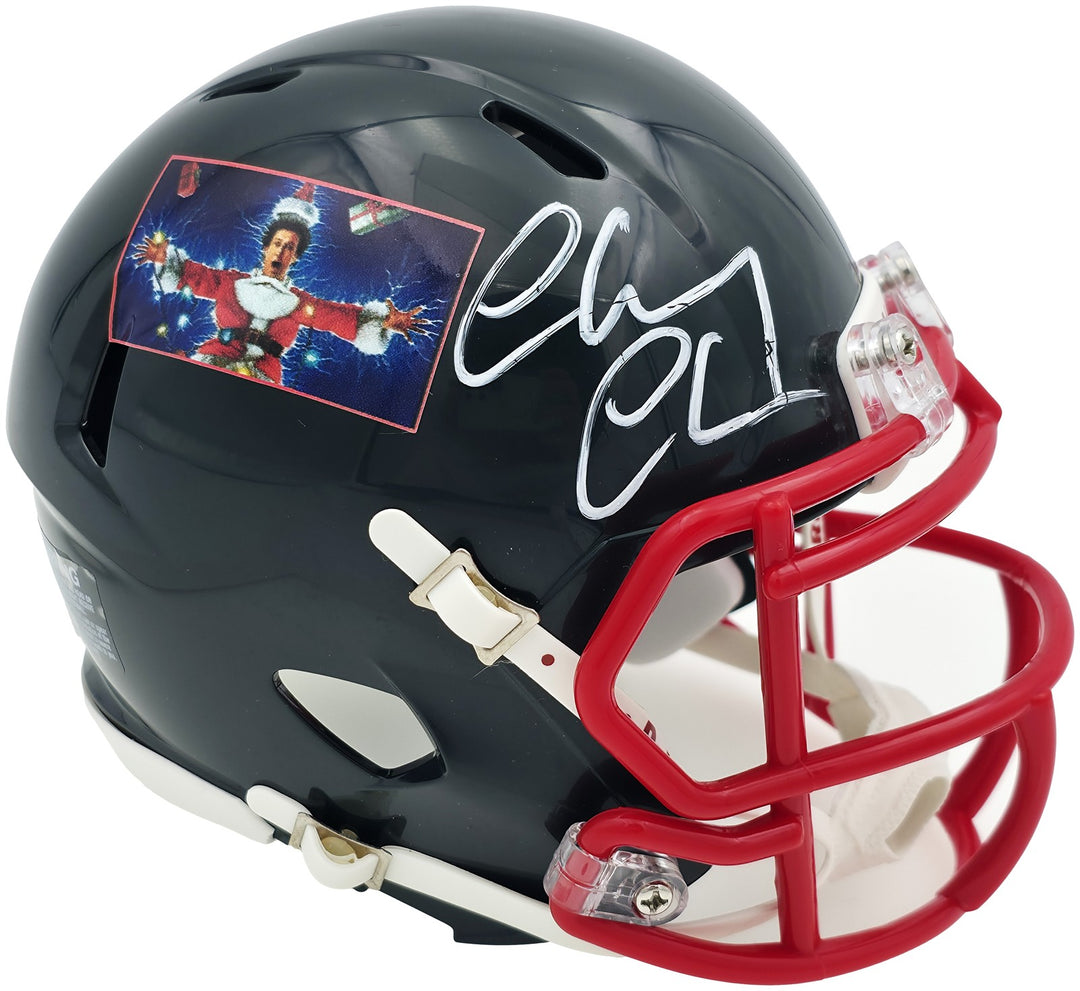 Chevy Chase Signed Christmas Vacation Black Speed Mini Helmet Beckett