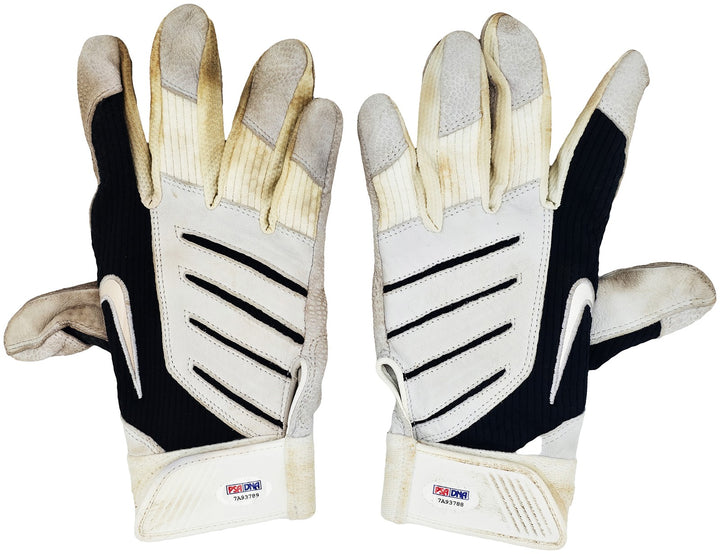 Robinson Cano Auto Pair of Game Used White Black Nike Batting Gloves Yankees PSA