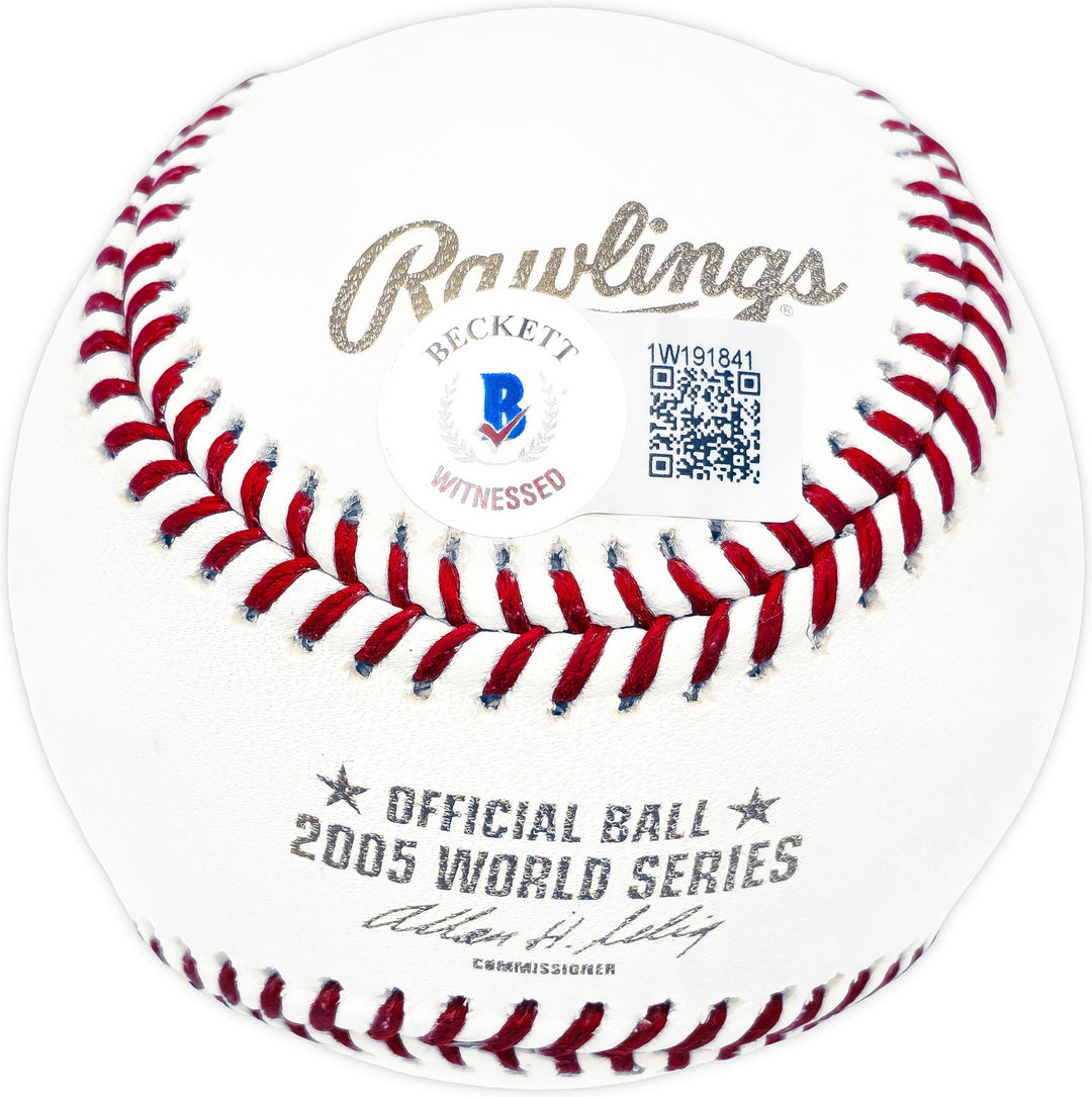 Frank Thomas Signed 2005 WS Logo MLB Baseball Chicago White Sox Beckett Wit