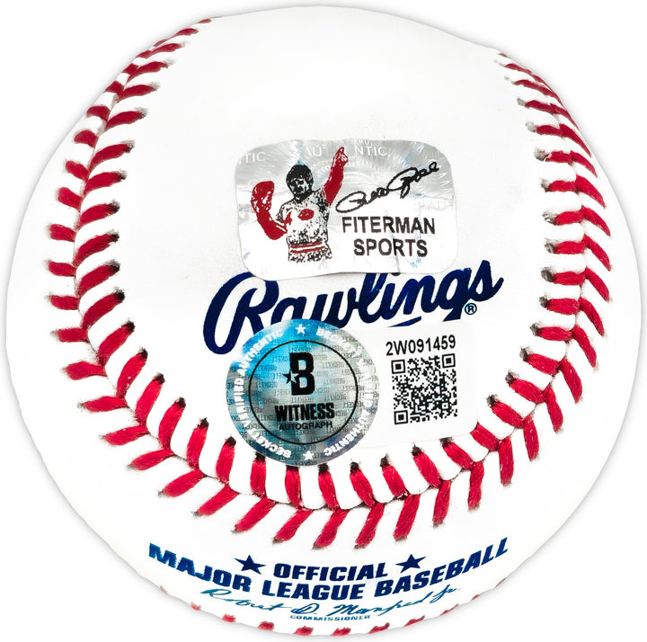 Pete Rose Signed MLB Baseball Cincinnati Reds "Charlie Hustle" Beckett Witness
