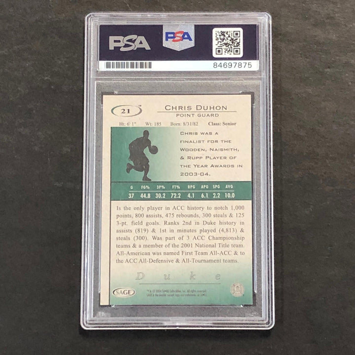 2004 SAGE Hit #21 Chris Duhon Signed Card AUTO PSA Slabbed