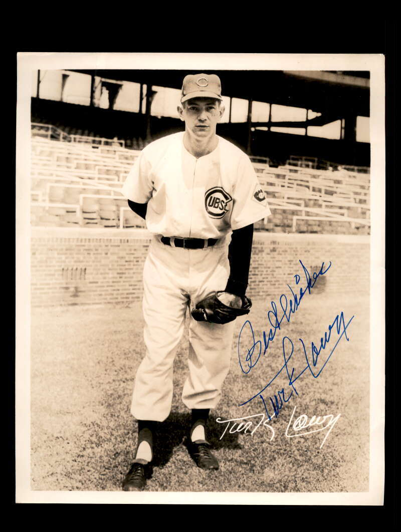 Turk Lown JSA Signed  1951 Vintage WBKB Lucky Fan 8x10 Photo Autograph Cubs