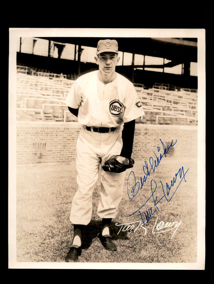 Turk Lown JSA Signed  1951 Vintage WBKB Lucky Fan 8x10 Photo Autograph Cubs