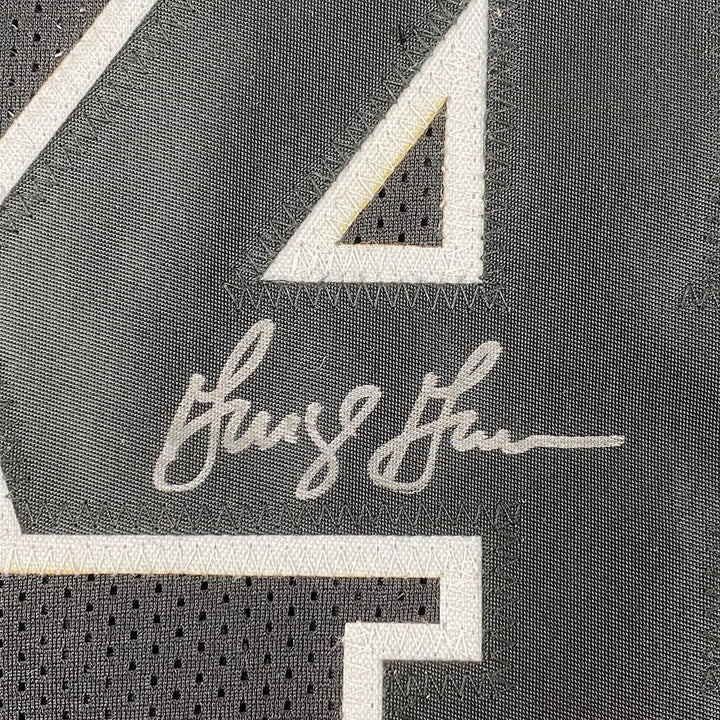 FRAMED Autographed/Signed GEORGE GERVIN 33x42 Black Jersey Beckett COA