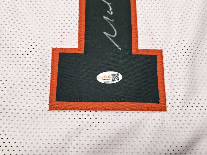 Miami Hurricanes Malachi Toney Signed White Jersey JSA Witness