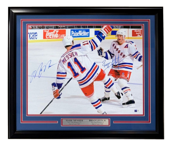Mark Messier Brian Leetch Signed Framed 16x20 New York Rangers Photo Steiner CX