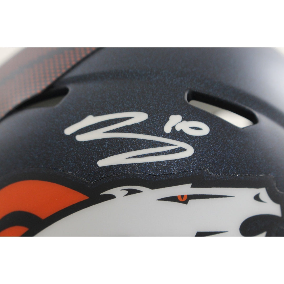 Bo Nix Autographed/Signed Denver Broncos Mini Helmet Beckett Witness 56417