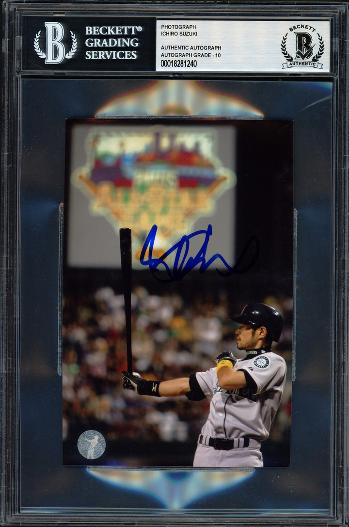 Ichiro Suzuki Autographed Signed 4x6 Photo Seattle Mariners Auto GM 10 Beckett