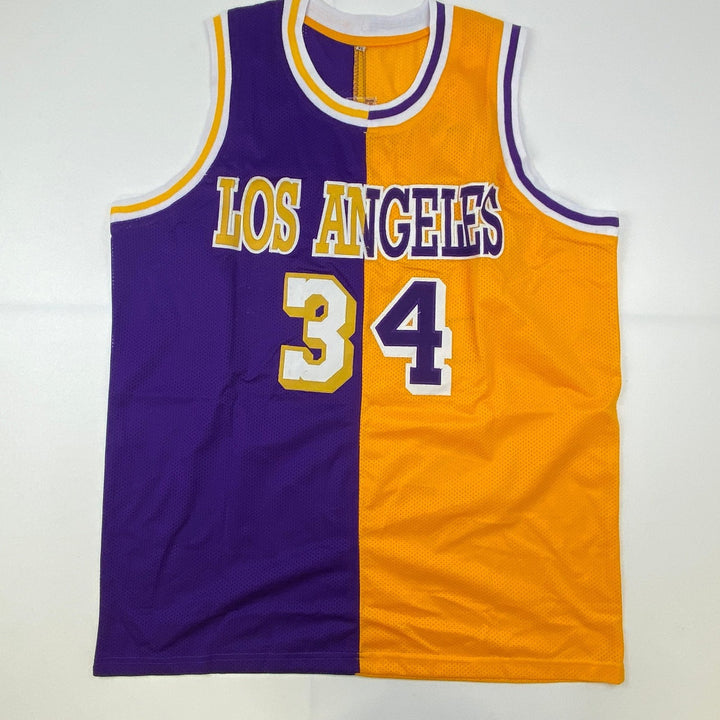 Autographed/Signed Shaquille Shaq O'Neal Los Angeles Split Jersey BAS COA