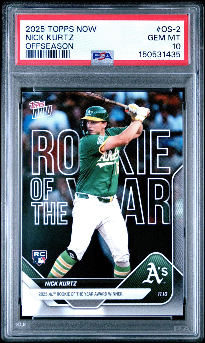 Graded 2025 Topps Now Nick Kurtz #OS2 Offseason Rookie RC Baseball Card PSA 10 G