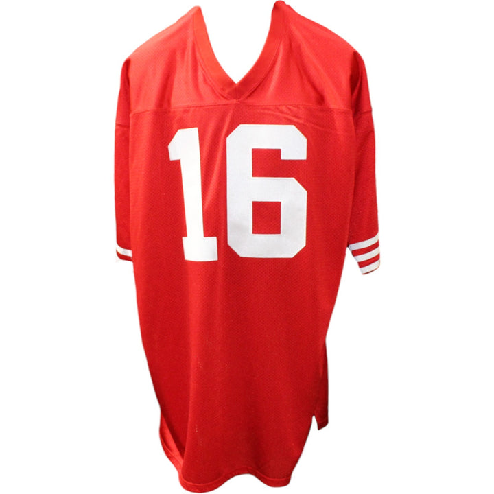 Joe Montana Signed San Francisco 49ers M&N 56 Red Jersey Beckett 45065