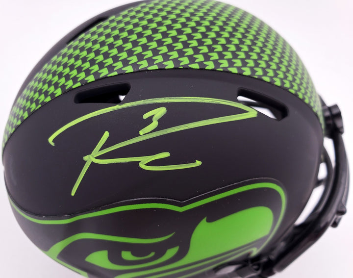 Russell Wilson Signed Eclipse Black Seahawks Speed Mini Helmet In Green RW Holo