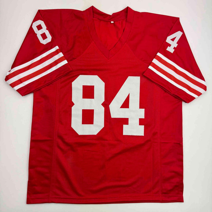 Autographed/Signed Brent Jones San Francisco Red Jersey Beckett BAS COA