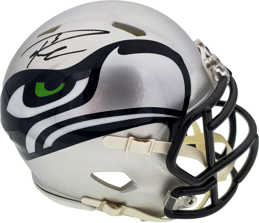 Russell Wilson Signed AMP Seattle Seahawks Speed Mini Helmet In Black RW Holo