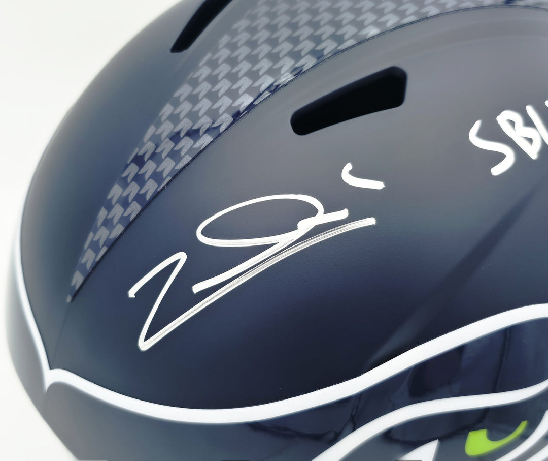 Zach Charbonnet Signed Seahawks Blue Full Size Speed Replica Helmet MCS Holo