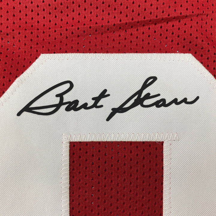 Facsimile Autographed Bart Starr Alabama Red Reprint Laser Jersey Size Men's XL