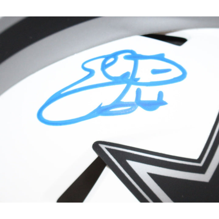 Emmitt Smith Signed Dallas Cowboys Lunar Mini Helmet Beckett 39814