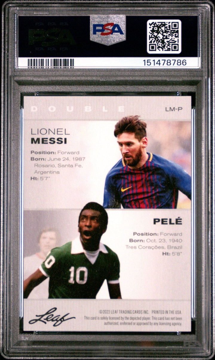 Graded 2022 Leaf Special Release Lionel Messi Pele #LMP Legends Card PSA 10