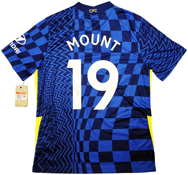 Chelsea F.C. Mason Mount Signed Blue Nike Jersey Size L in Gold Beckett