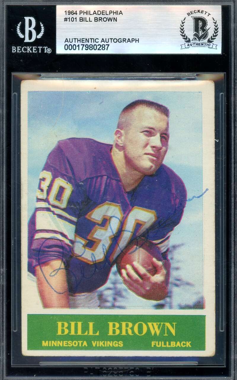 Bill Brown Beckett BAS Signed 1964 Philadelphia Gum Rookie Autograph