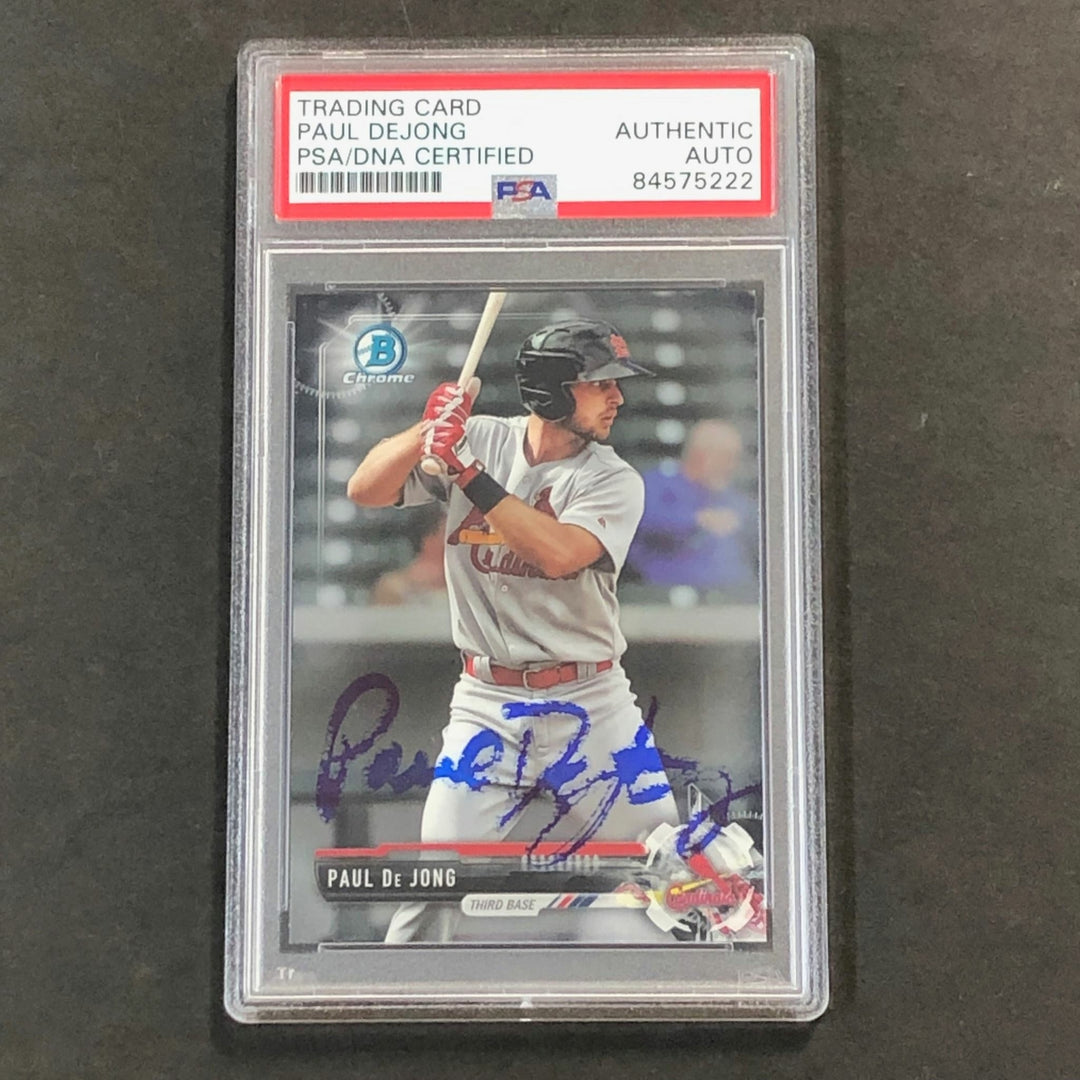2017 BOWMAN CHROME #BCP26 PAUL DE JONG Signed Card PSA Slabbed Auto Cardinals