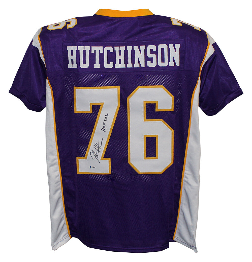 Steve Hutchinson Autographed/Signed Pro Style Purple XL Jersey HOF BAS 28645