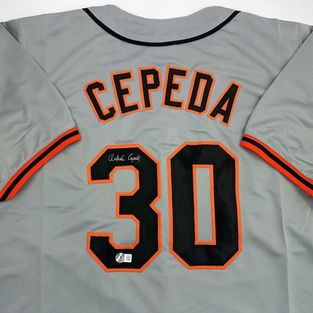 Autographed/Signed ORLANDO CEPEDA San Francisco Grey Jersey JSA COA Auto