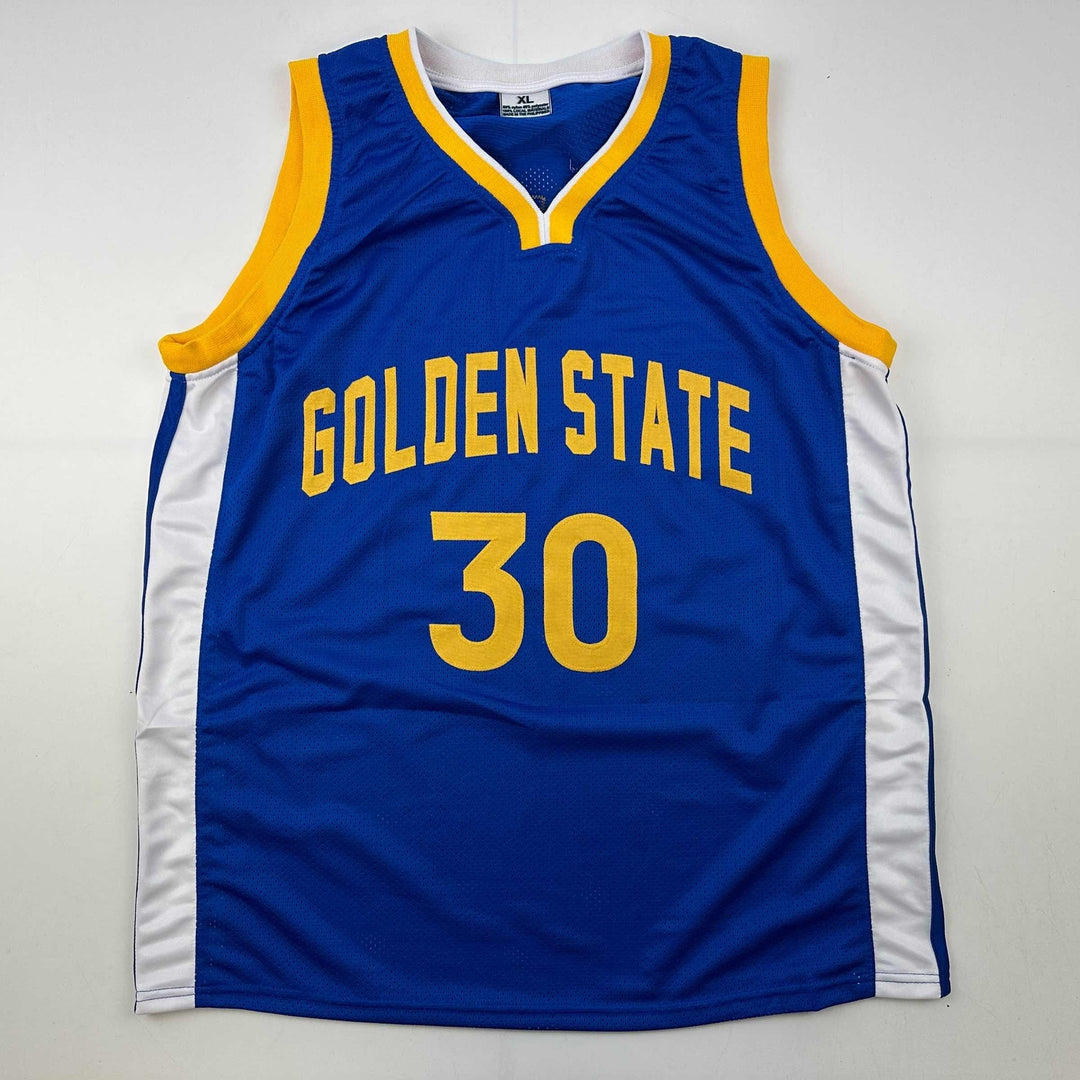 Facsimile Autographed Stephen Steph Curry Golden State Blue Reprint Jersey XL