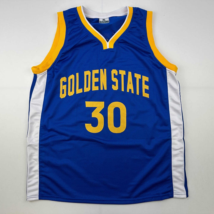 Facsimile Autographed Stephen Steph Curry Golden State Blue Reprint Jersey XL
