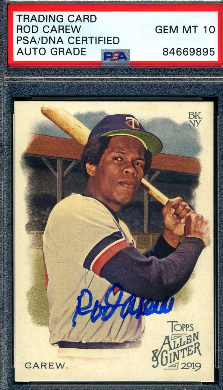 Rod Carew Gem Mint 10 PSA DNA Signed 2019 Allen Ginter Autograph
