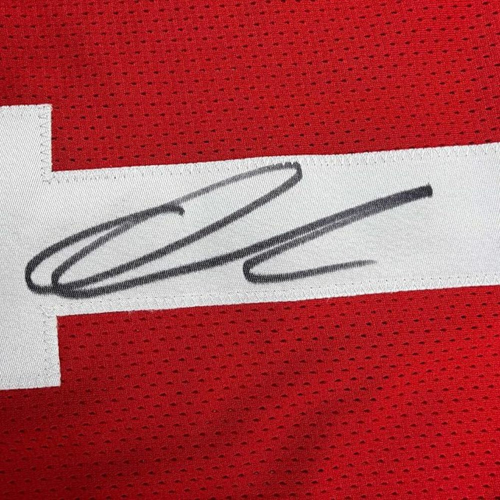 Framed Autographed/Signed Quinshon Judkins 35x39 Ohio State Red Jersey BAS COA