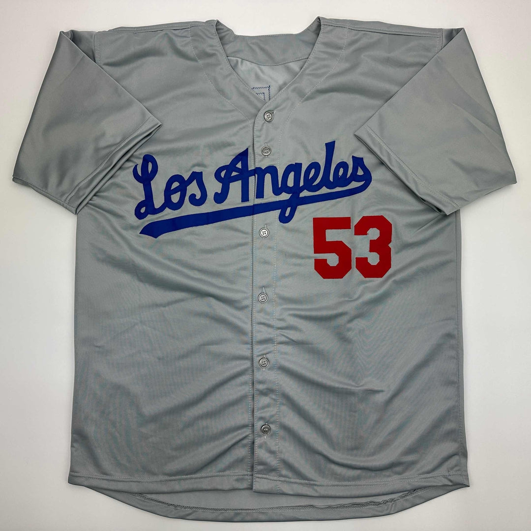 Facsimile Autographed Don Drysdale Los Angeles LA Grey Reprint Jersey Men's XL