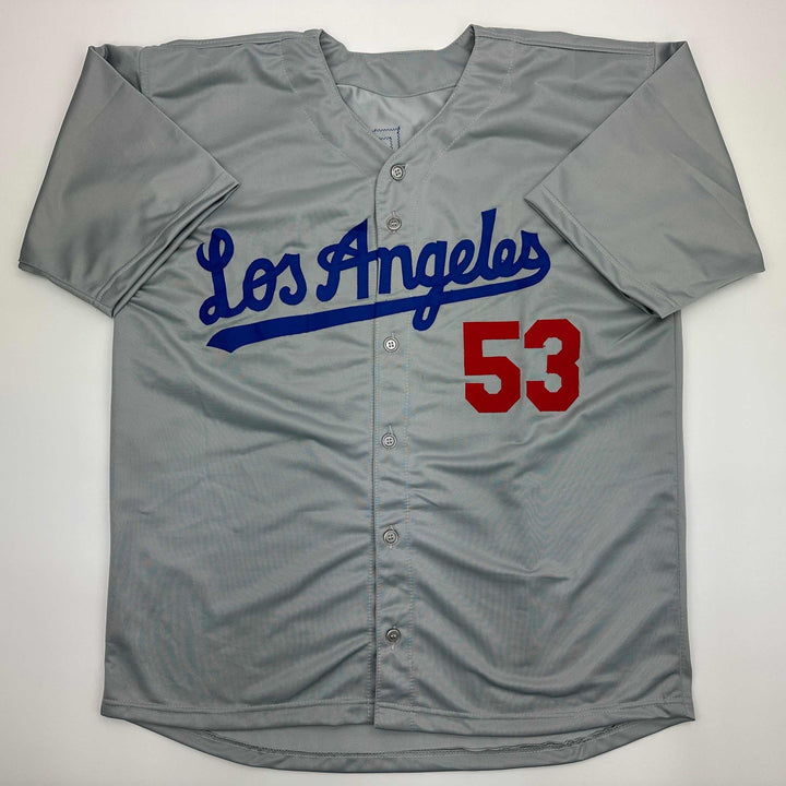Facsimile Autographed Don Drysdale Los Angeles LA Grey Reprint Jersey Men's XL