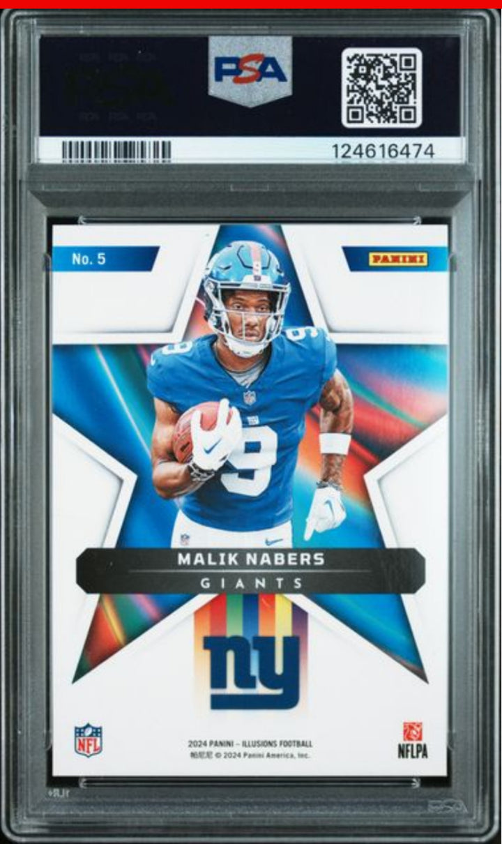 Graded 2024 Panini Illusions Malik Nabers #5 Shining Stars Rookie RC Card PSA 10