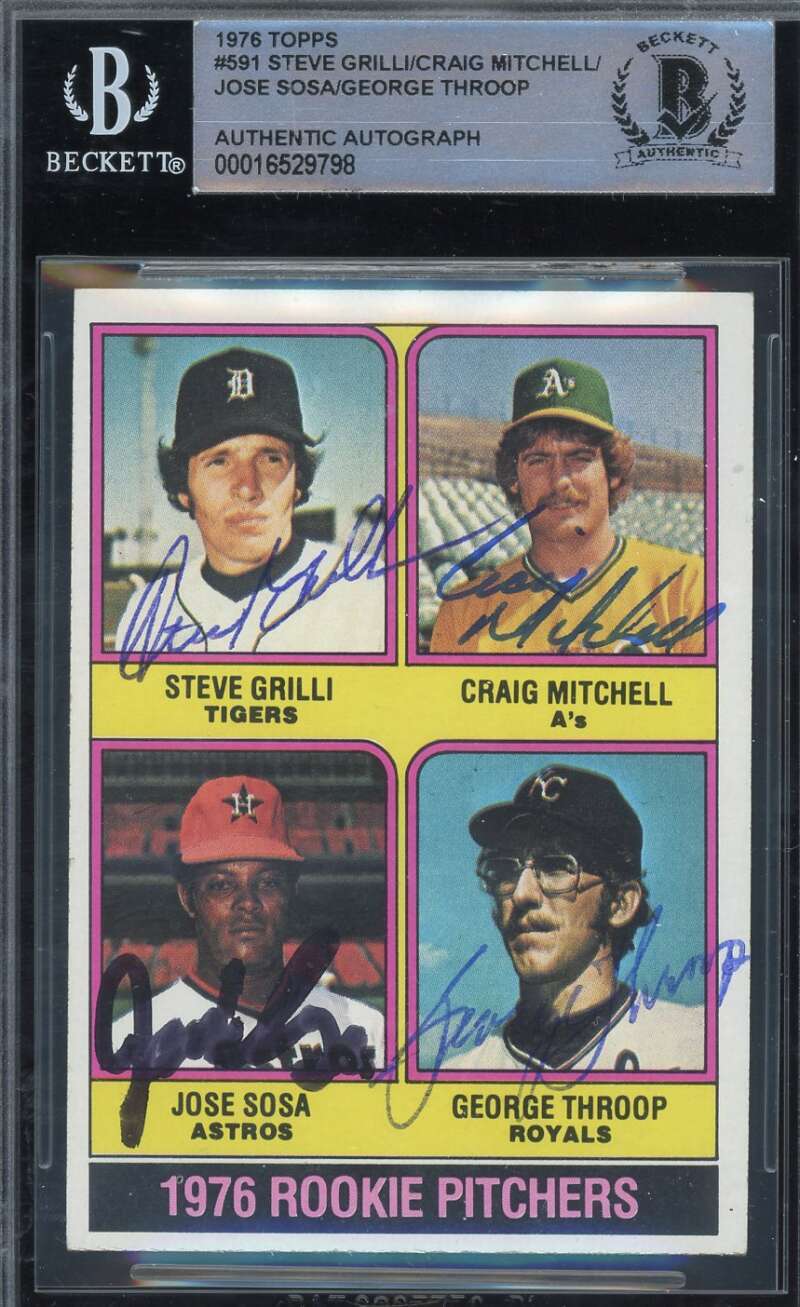 Grilli Mitchell Sosa Throop Beckett BAS Signed 1976 Topps Rookie Autograph