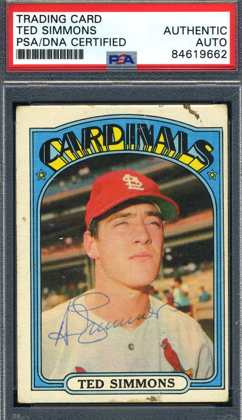 Ted Simmons PSA DNA Vintage Signed 1972 Topps Autograph