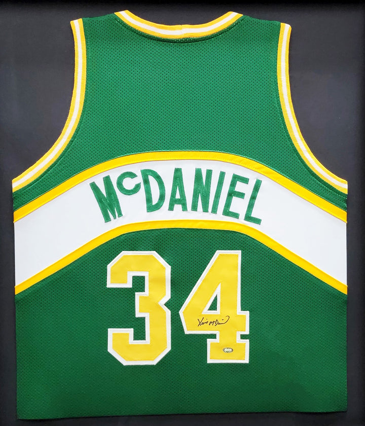 Seattle Supersonics Xavier McDaniel Signed Framed Green Jersey MCS Holo