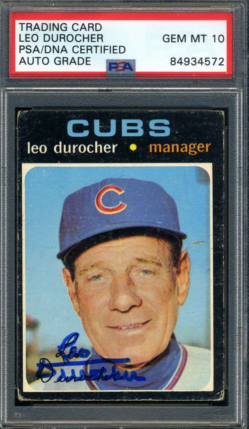 Leo Durocher Gem Mint 10 PSA DNA Signed 1971 Topps Autograph