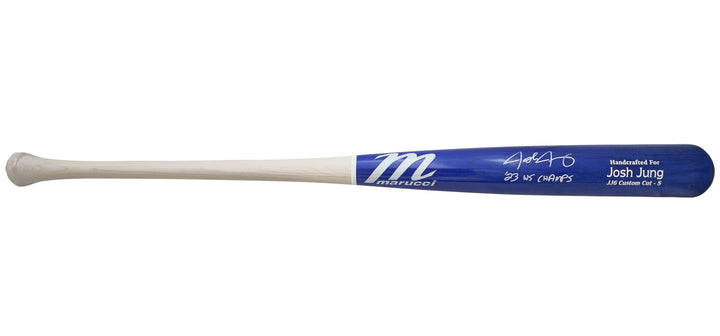 Josh Jung Auto Blue/White Marucci Player Model Bat Rangers 23 WS Champs Beckett