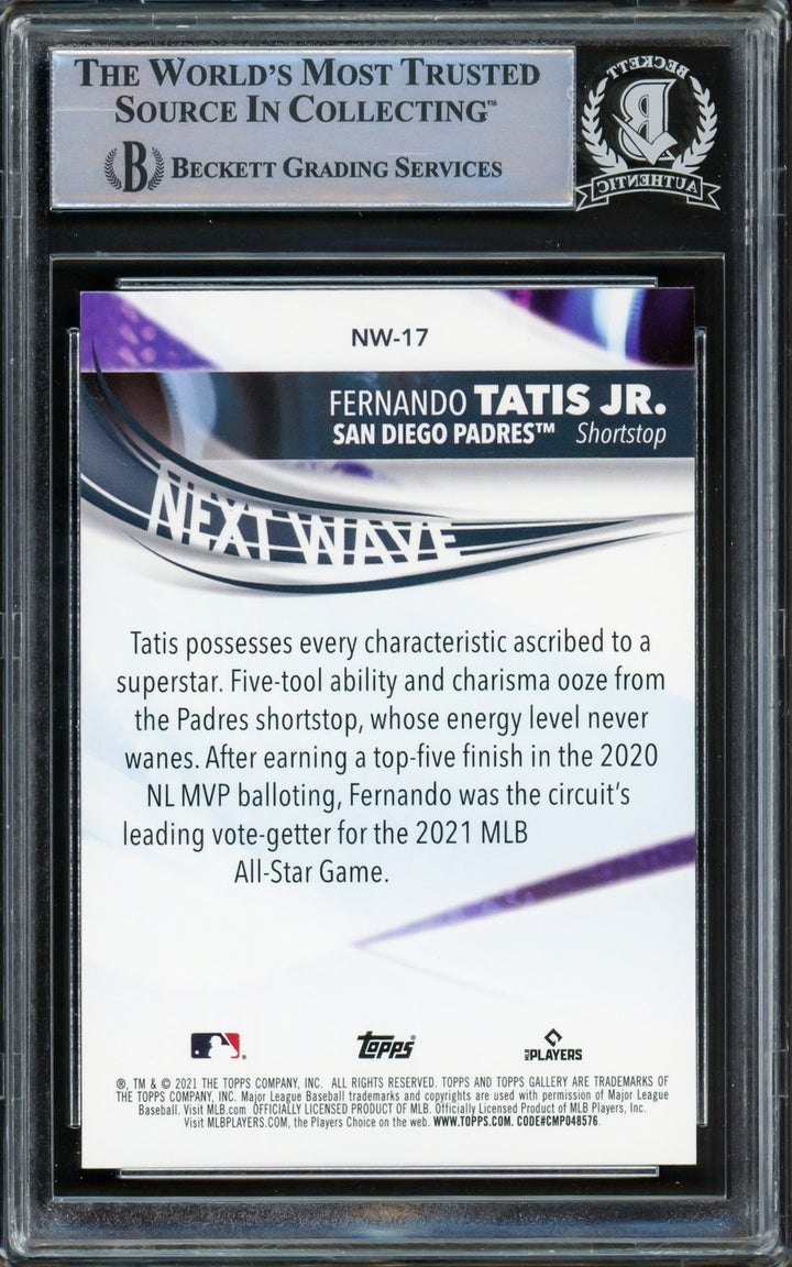 Fernando Tatis Jr. Signed 2021 Topps Gallery Next Wave Card #NW-17 San Diego