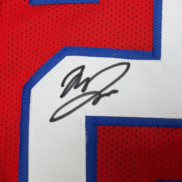Autographed/Signed Marcus Jones New England Red Cut Jersey Beckett BAS COA