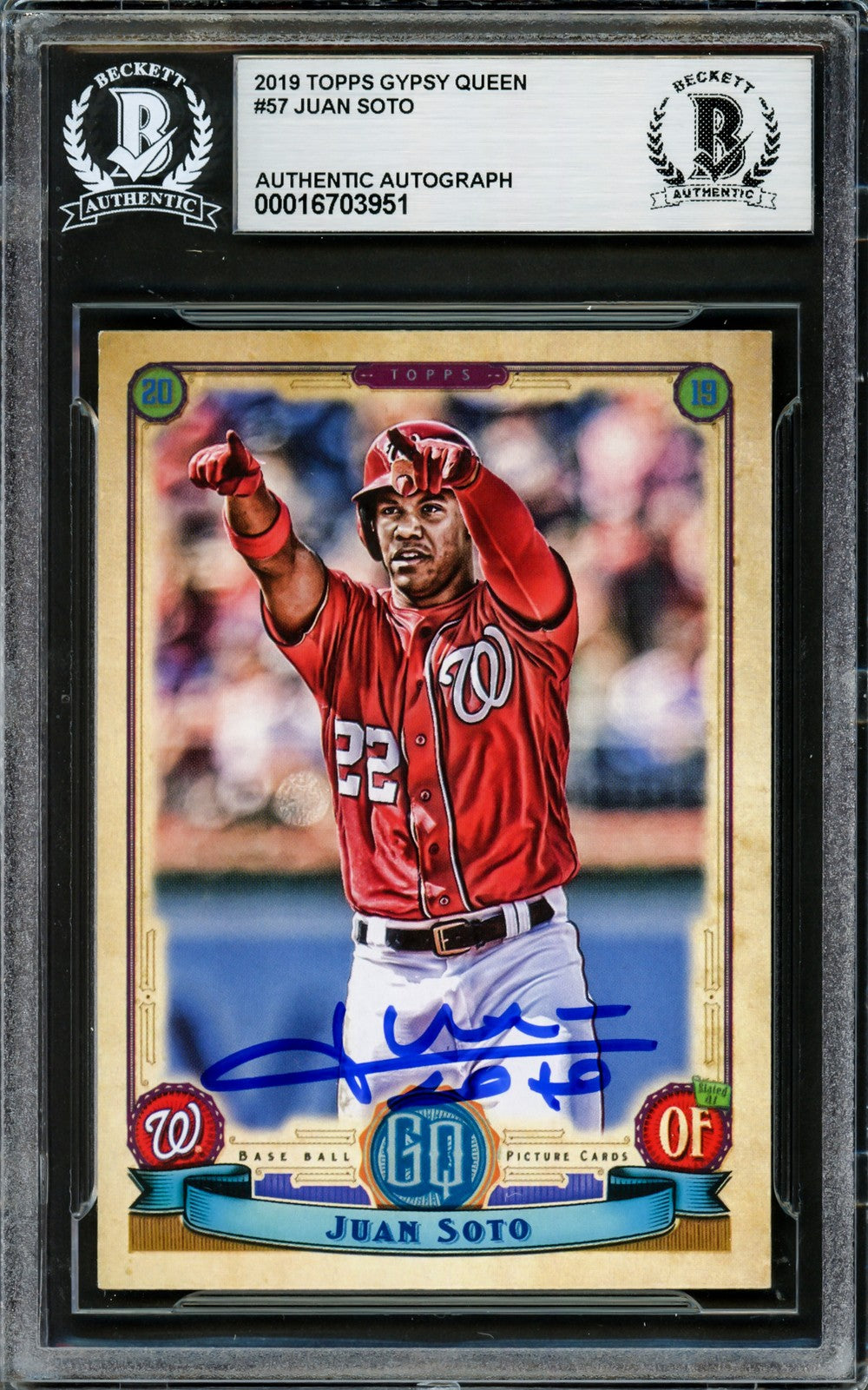 Juan Soto Signed 2019 Topps Gypsy Queen Card 57 New York Mets Beckett #16703951